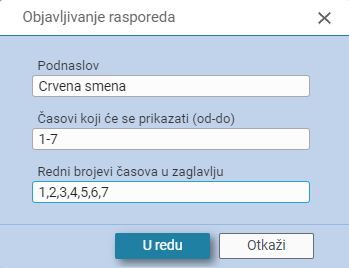 Objavljivanje rasporeda