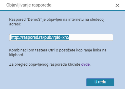 Objavljivanje rasporeda