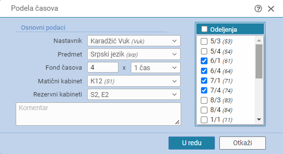 Podela časova