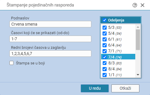 Opcije štampanja