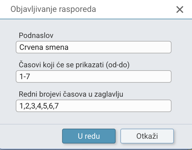 Objavljivanje rasporeda