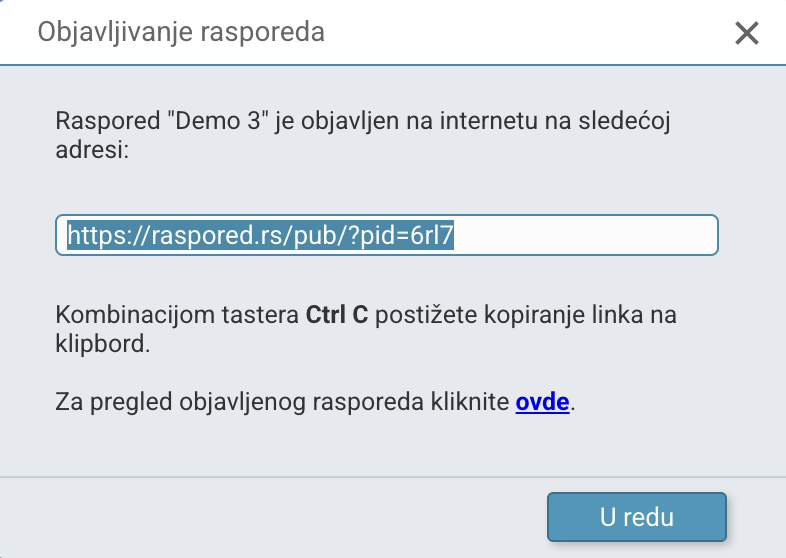Objavljivanje rasporeda