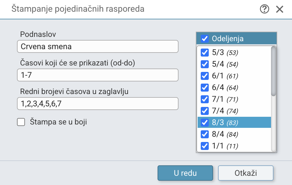 Opcije štampanja